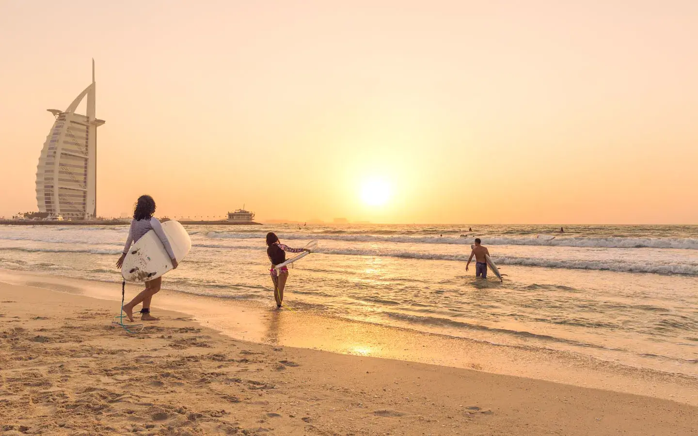 Sunset Beach view of Burj Al Arab near Dubai Marina