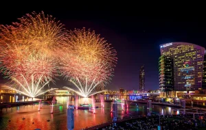 Dubai Shopping Festival fireworks display over Dubai Mall
