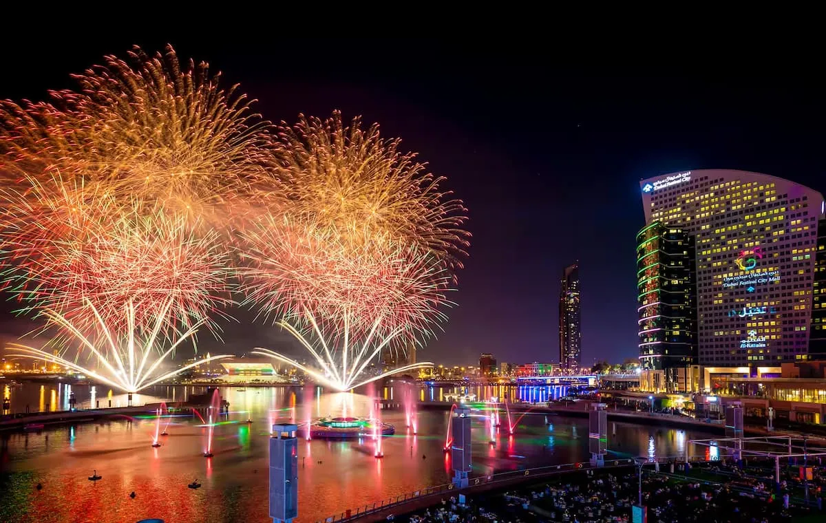 Dubai Shopping Festival fireworks display over Dubai Mall