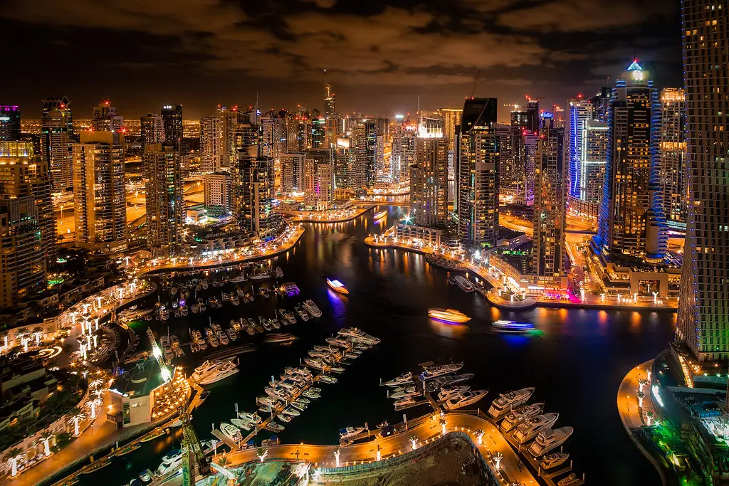 JBR Beach Dubai golden sand and skyline view