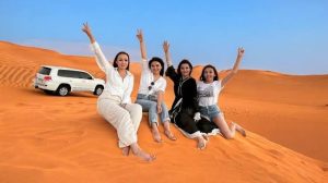Family enjoying adventure activities in Dubai desert safari