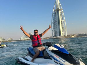 Best water sports in Dubai jet skiing action shot
