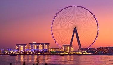 Ain Dubai observation wheel skyline view Bluewaters Island
