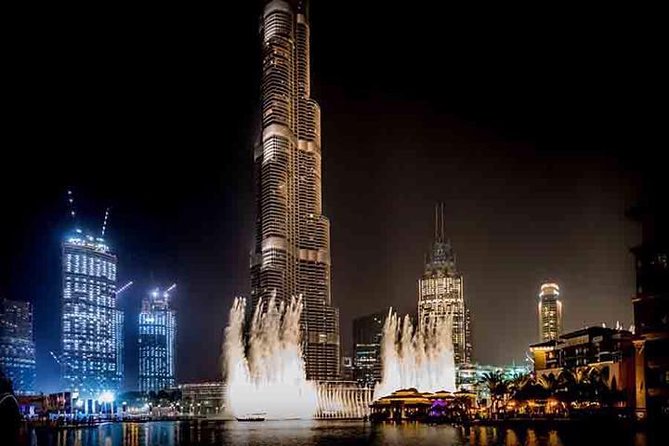 Burj Khalifa and Dubai Fountain night view