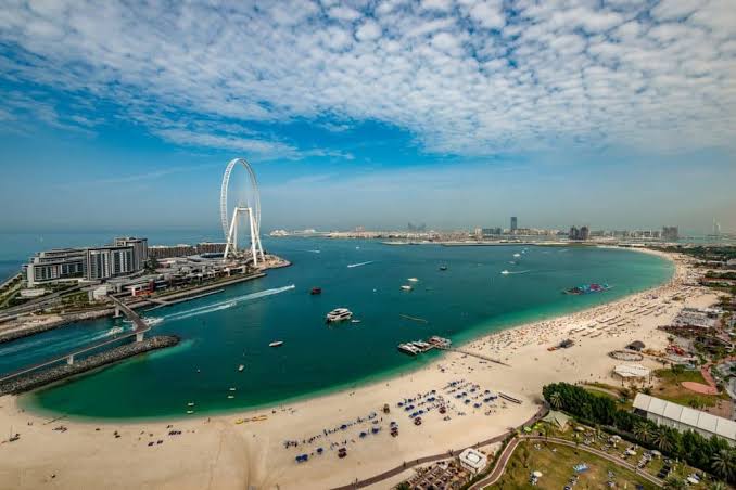 Best beaches near Palm Jumeirah aerial coastline view