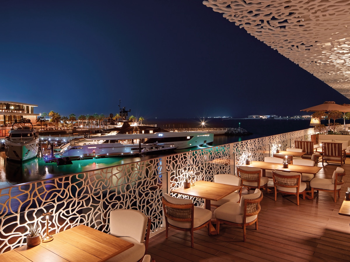 beachfront restaurants Dubai Palm West Beach view
