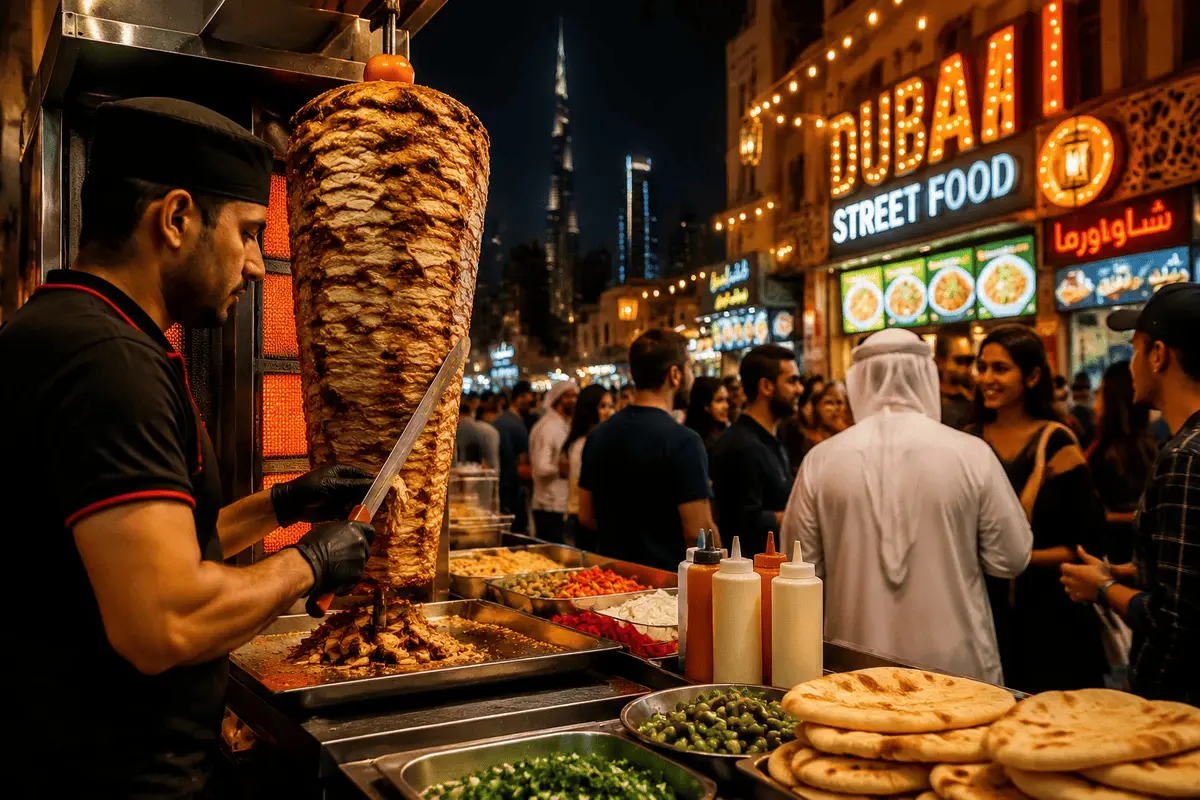 cheap eats in Dubai street food stall