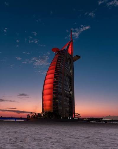 Burj Al Arab sail-shaped hotel exterior view