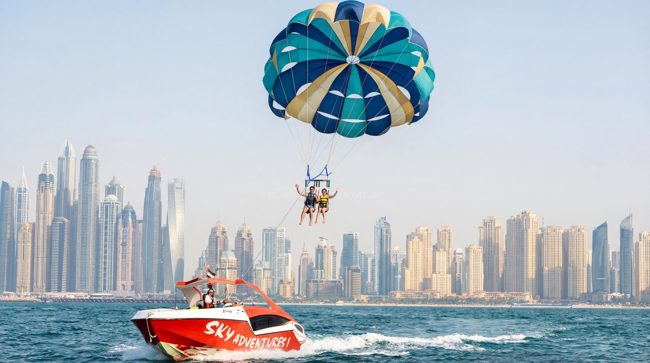 Parasailing over Dubai watersports beaches